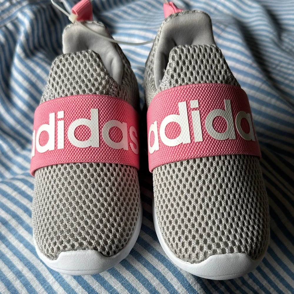 New Without‎ Tags Adidas Kids Sneakers in Gray Pink Slip On Lightweight Size 8K